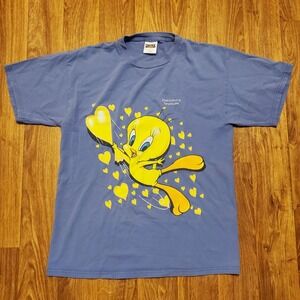 Vintage 90s Tweety‎ Bird Shirt Adult Large Blue Gatlinburg Tennessee 1999